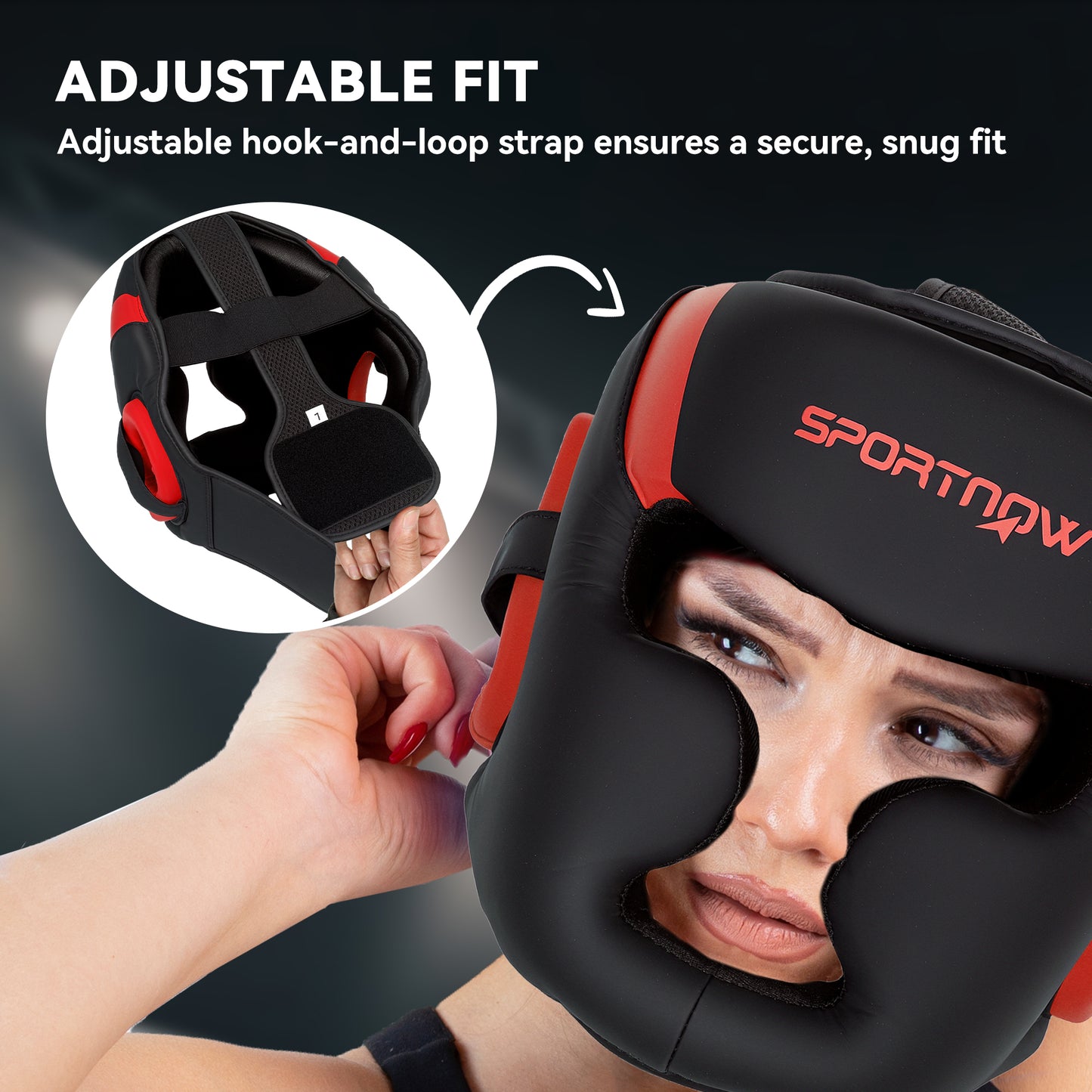 SPORTNOW Boxing Headguard, Boxing Headgear Helmet with Adjustable Strap for Full Face Protection for Kickboxing Sparring Martial Arts Karate Taekwondo