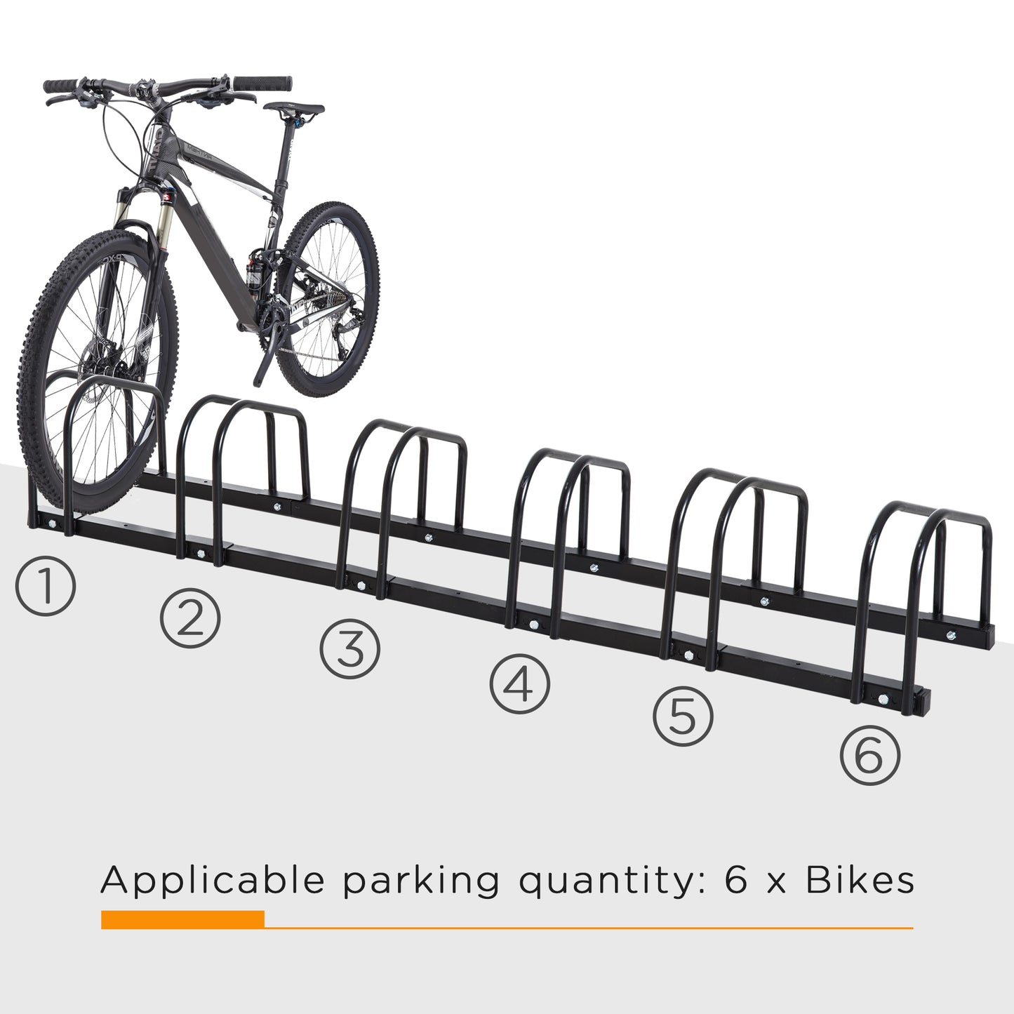 HOMCOM Bike Stand Parking Rack Floor or Wall Mount Bicycle Cycle Storage Locking Stand 179L x 33W x 27H (6 Racks)