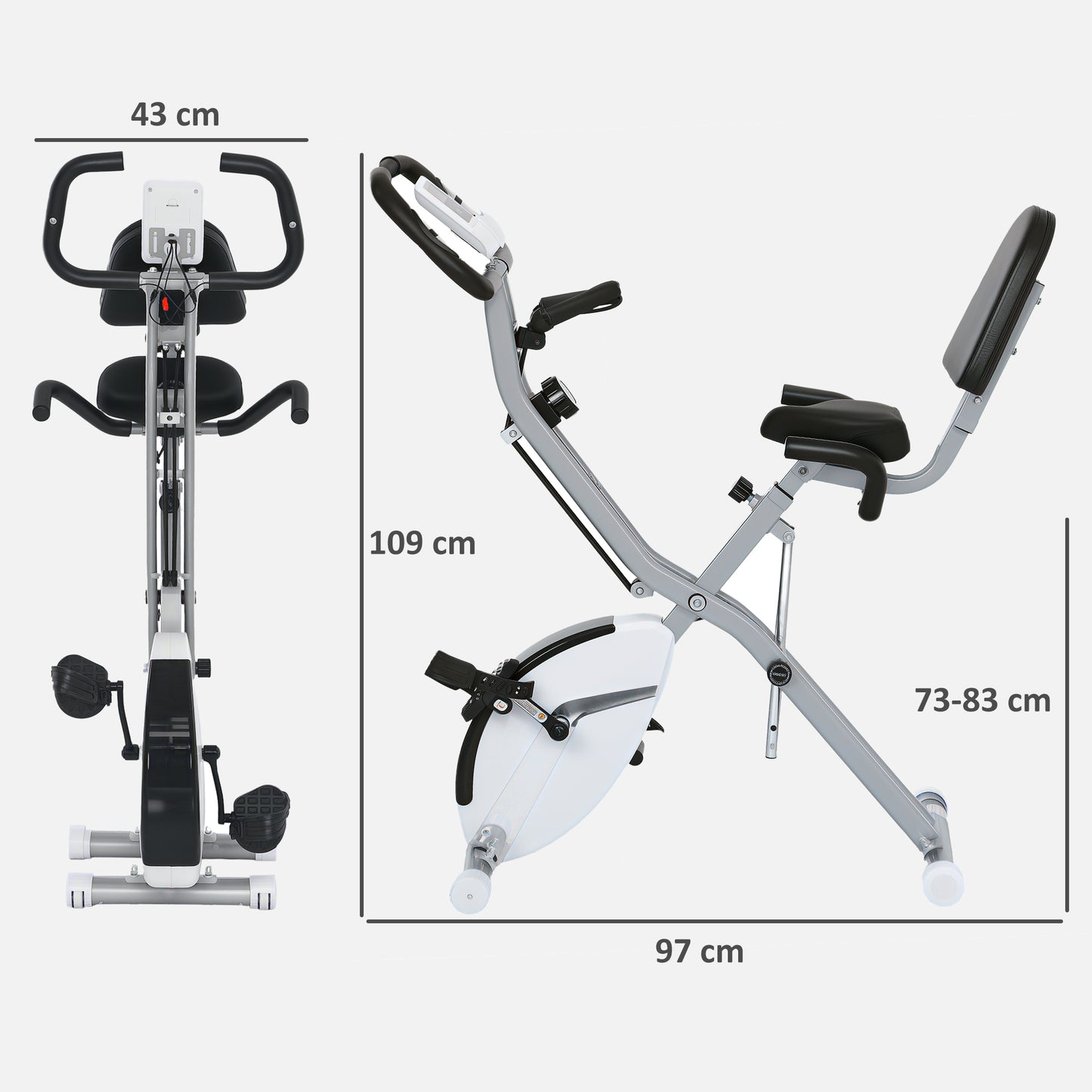 SPORTNOW 5-In-1 Folding Exercise Bike with Arm Workout Bands, Quiet 8-Level Magnetic Resistance Foldable Exercise Bike with LCD, Tablet Holder, Hand Pulse Sensor for Home Use Indoor Cycling