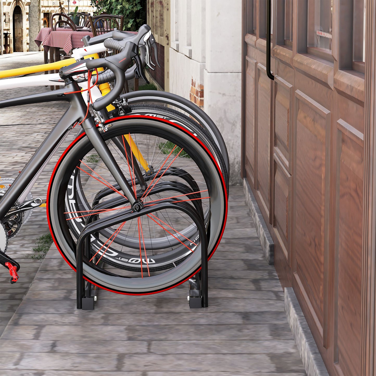 HOMCOM Bike Stand Parking Rack Floor or Wall Mount Bicycle Cycle Storage Locking Stand (3 Racks)