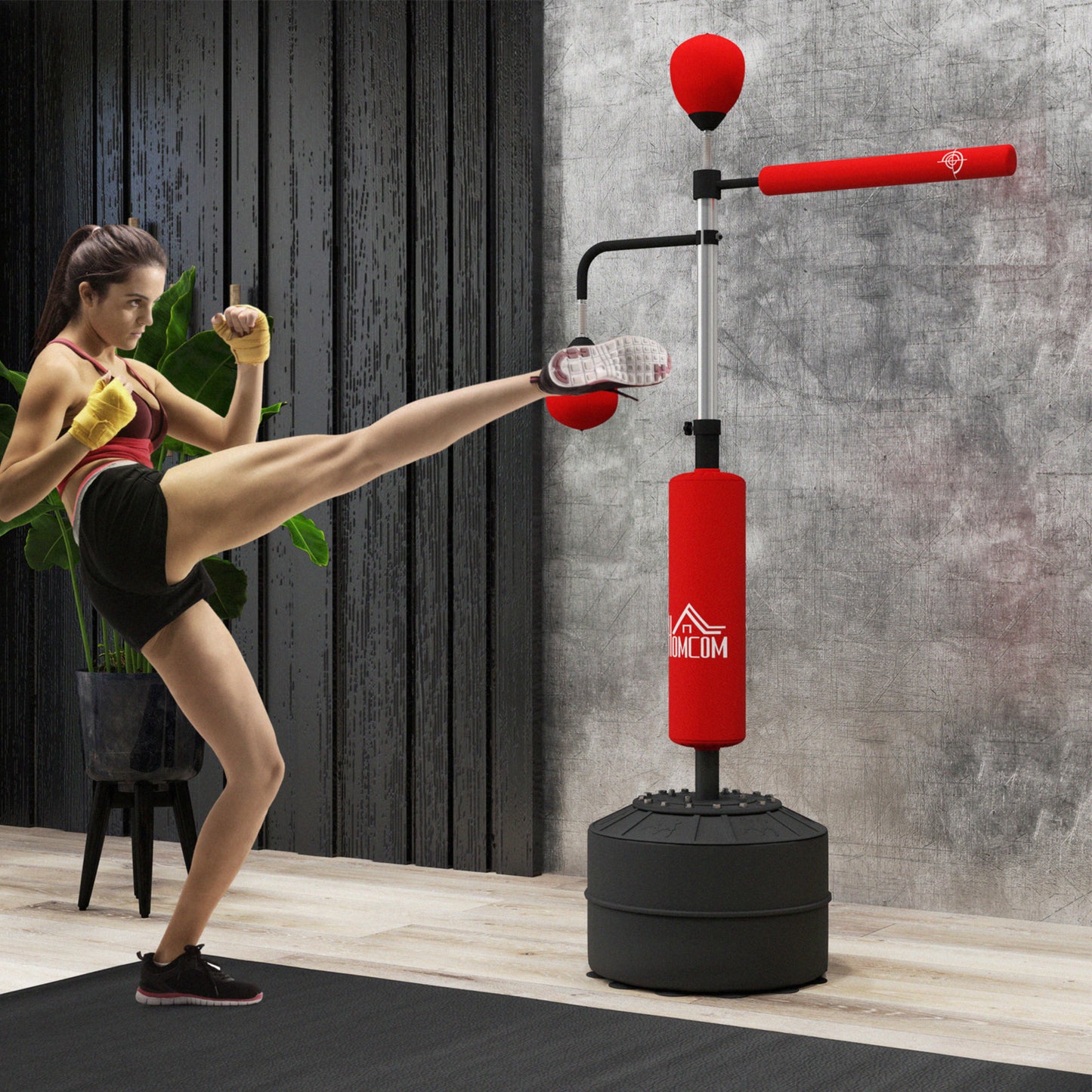 HOMCOM 3-in-1 Boxing Punching Bag, Freestanding with 2 Speed Bals, 360° Reflex Bar, 160-230cm Adjustable Height