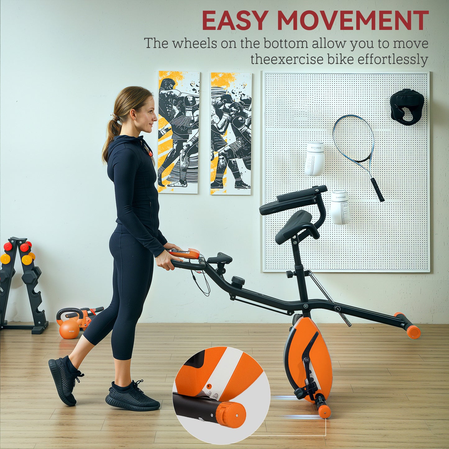 SPORTNOW 5-In-1 Folding Exercise Bike with Arm Workout Bands, Quiet 8-Level Magnetic Resistance Foldable Exercise Bike with LCD, Tablet Holder, Hand Pulse Sensor for Home Use Indoor Cycling