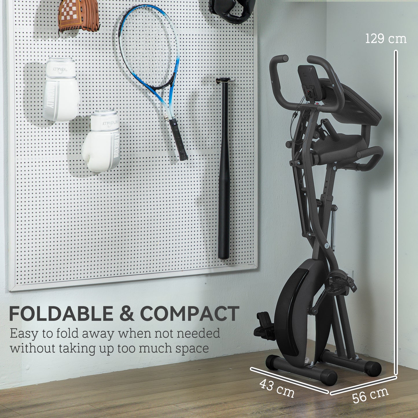 SPORTNOW 5-In-1 Folding Exercise Bike with Arm Workout Bands, Quiet 8-Level Magnetic Resistance Foldable Exercise Bike with LCD, Tablet Holder, Hand Pulse Sensor for Home Use Indoor Cycling
