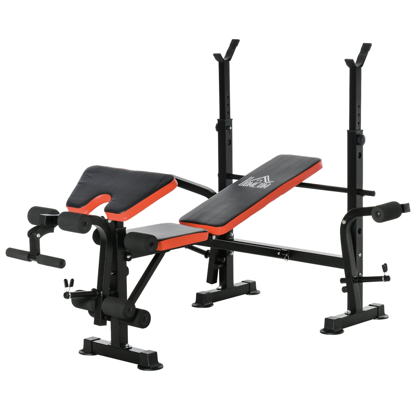 HOMCOM Adjustable Weight Bench with Leg Developer Barbell Rack for Weight Lifting and Strength Training Multifunctional Workout Station for Home Gym Fitness