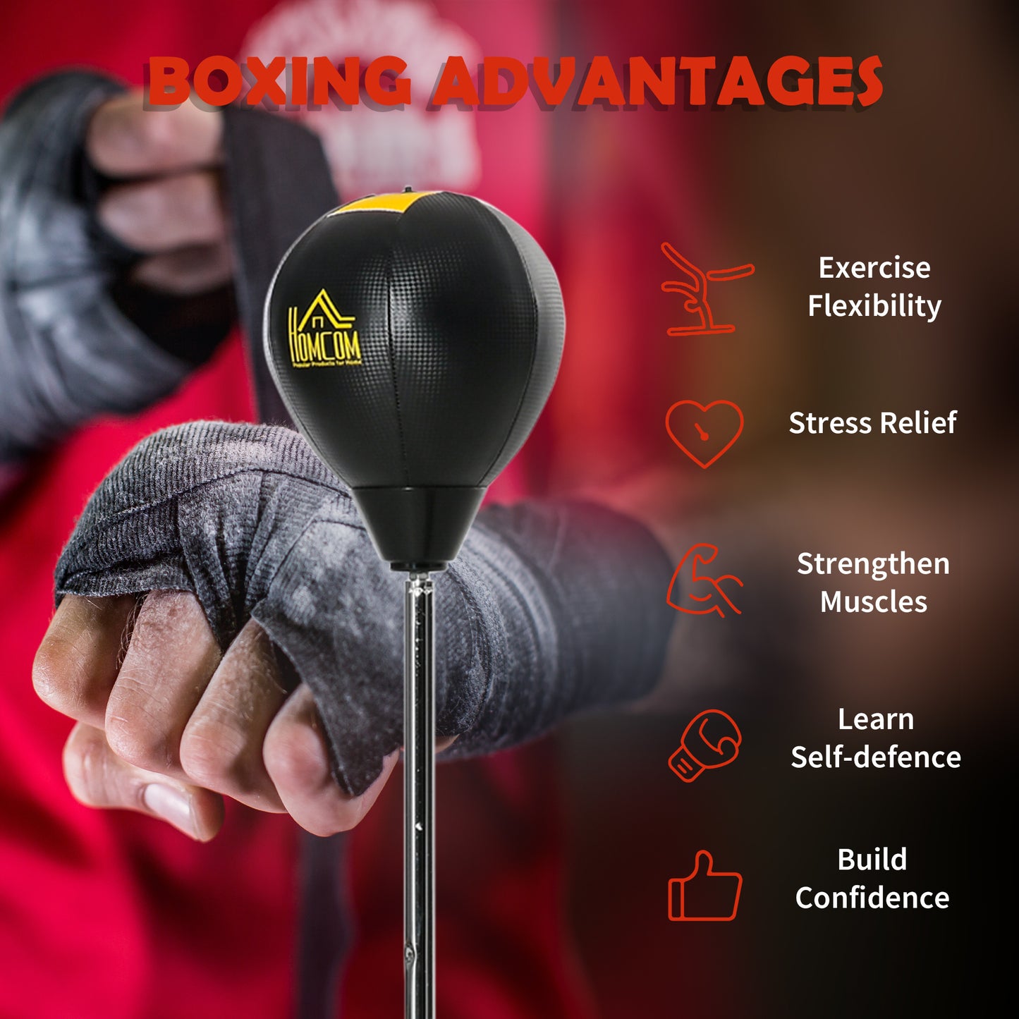 HOMCOM Punching Bag with Stand, Free Standing Boxing Bag Set, Speed Bag with Speedball Adjustable Height from 133cm to 151cm for Teens