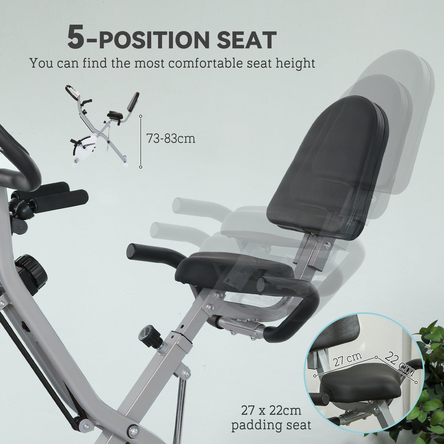 SPORTNOW 5-In-1 Folding Exercise Bike with Arm Workout Bands, Quiet 8-Level Magnetic Resistance Foldable Exercise Bike with LCD, Tablet Holder, Hand Pulse Sensor for Home Use Indoor Cycling