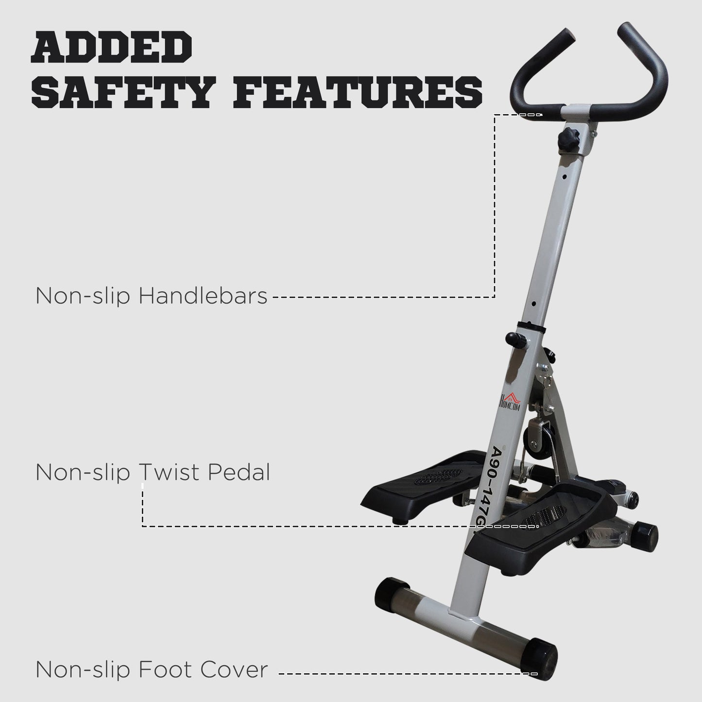 HOMCOM Stepper w/ Handle Hand Grip Workout Fitness Machine For Fitness Aerobic Exercise Home Gym