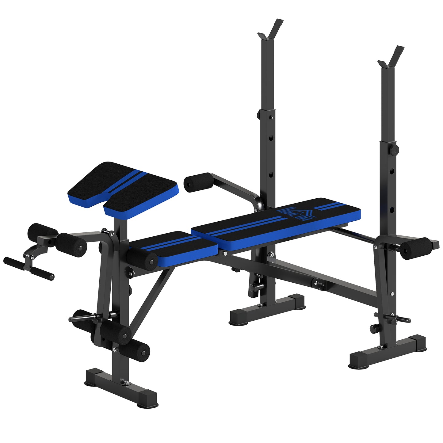 HOMCOM Adjustable Weight Bench with Leg Developer Barbell Rack for Weight Lifting and Strength Training Multifunctional Workout Station for Home Gym Fitness