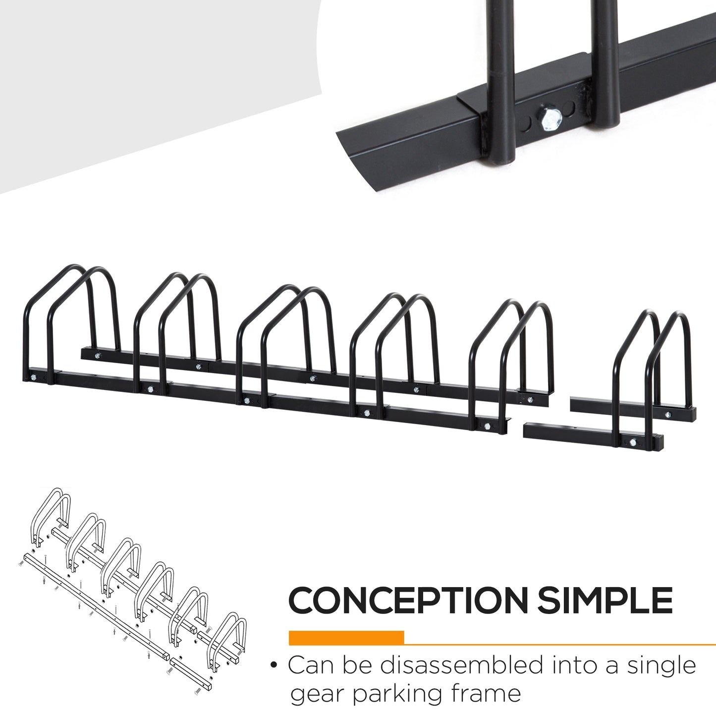 HOMCOM Bike Stand Parking Rack Floor or Wall Mount Bicycle Cycle Storage Locking Stand 179L x 33W x 27H (6 Racks)
