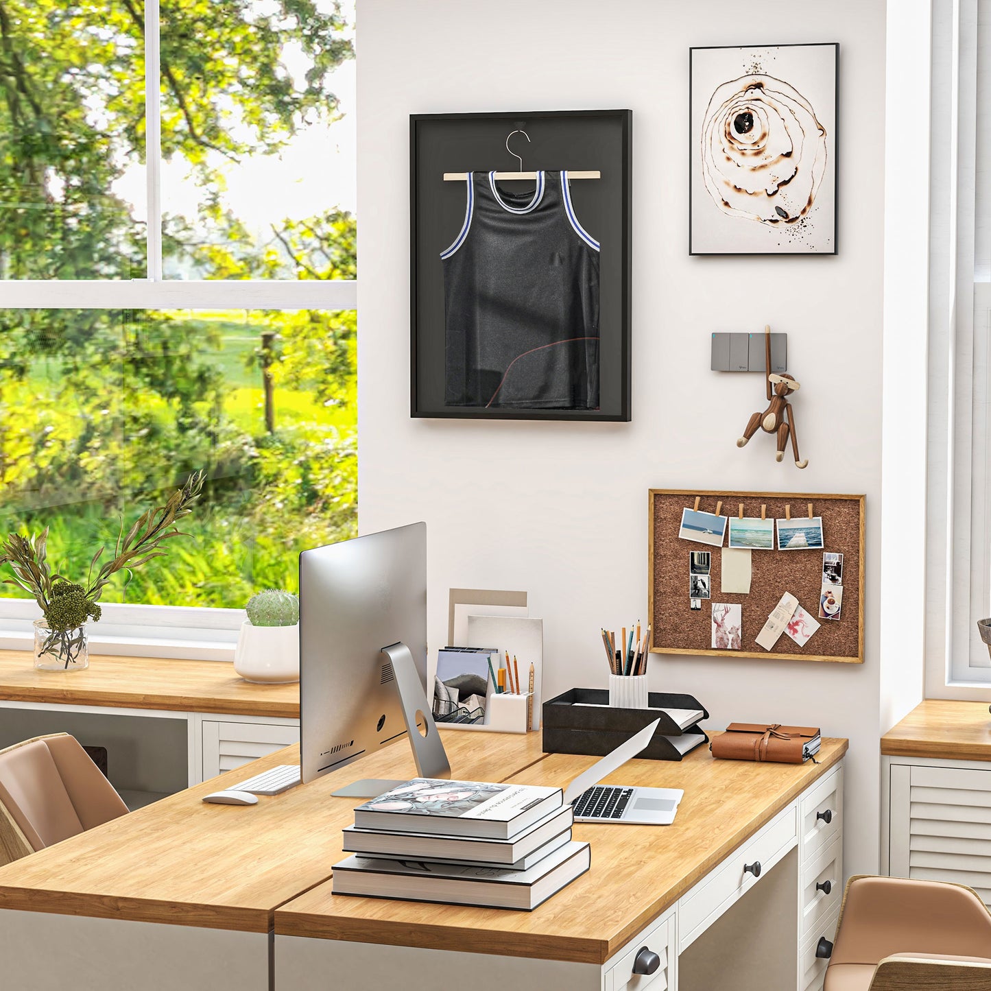 HOMCOM 60 x 80cm Shirt Display Frame, with Inner Hook and Hanger - Black