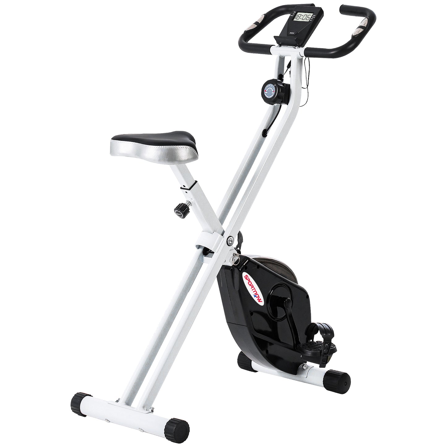 SPORTNOW Folding and Quiet Exercise Bike with 8-Level Magnetic Resistance and Heart Rate Sensor, for Home Gym