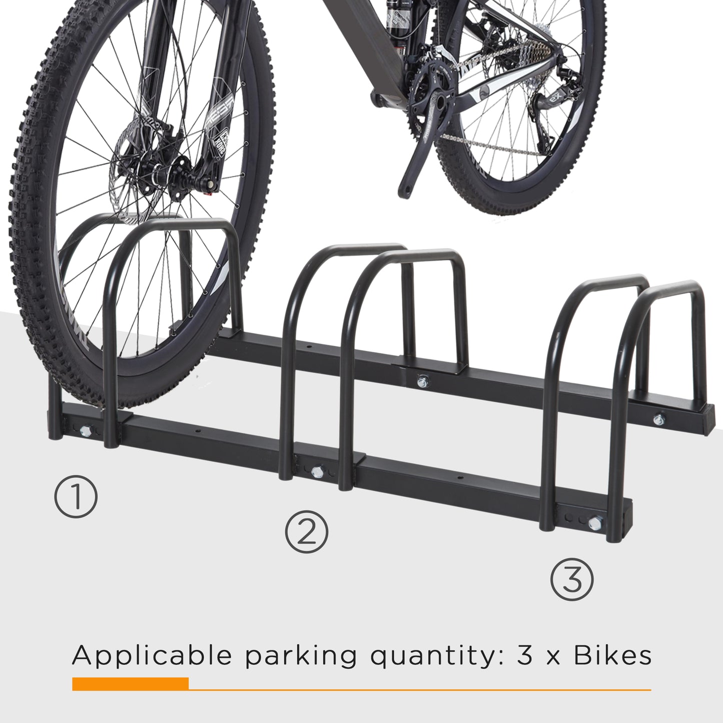 HOMCOM Bike Stand Parking Rack Floor or Wall Mount Bicycle Cycle Storage Locking Stand (3 Racks)