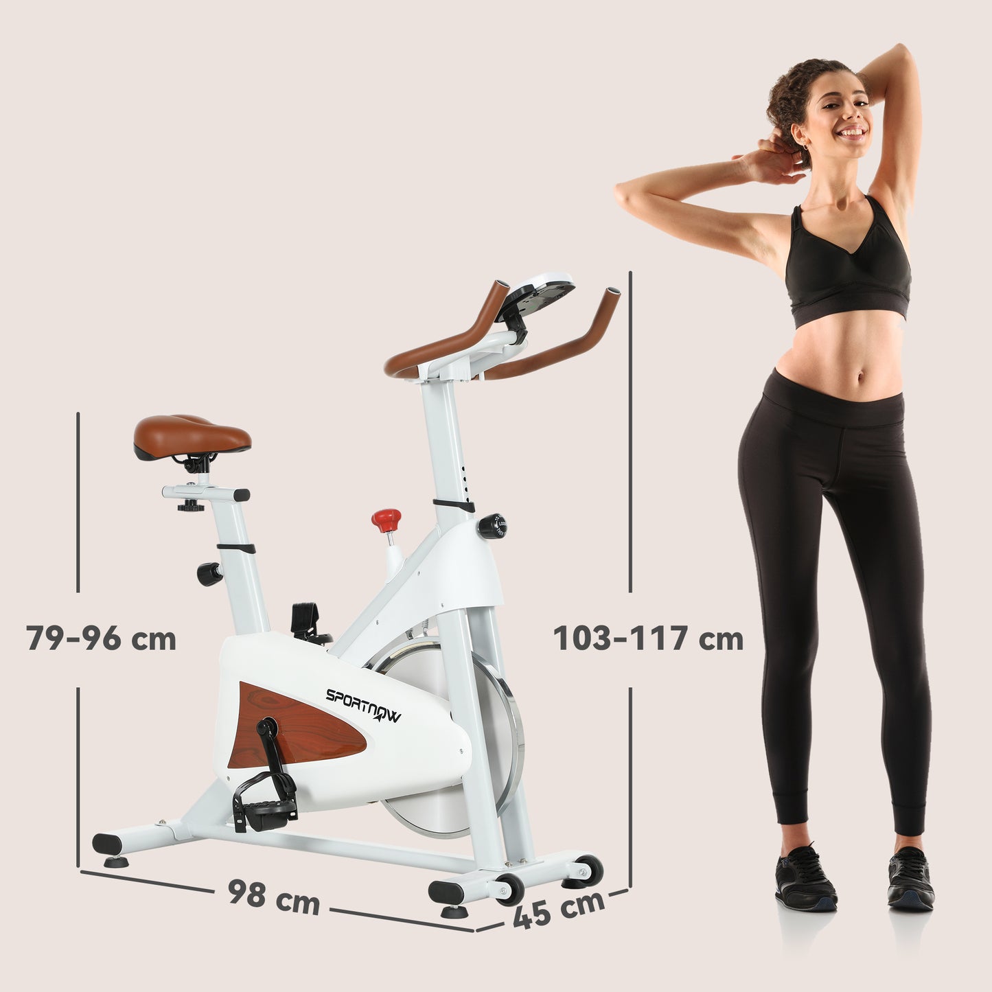 SPORTNOW Indoor Exercise Bike, Quiet Stationary Bike, Stylish Cycling Machine with Adjustable Seat and Resistance, LCD Monitor, Tablet Holder, for Home Gym Cardio Workout