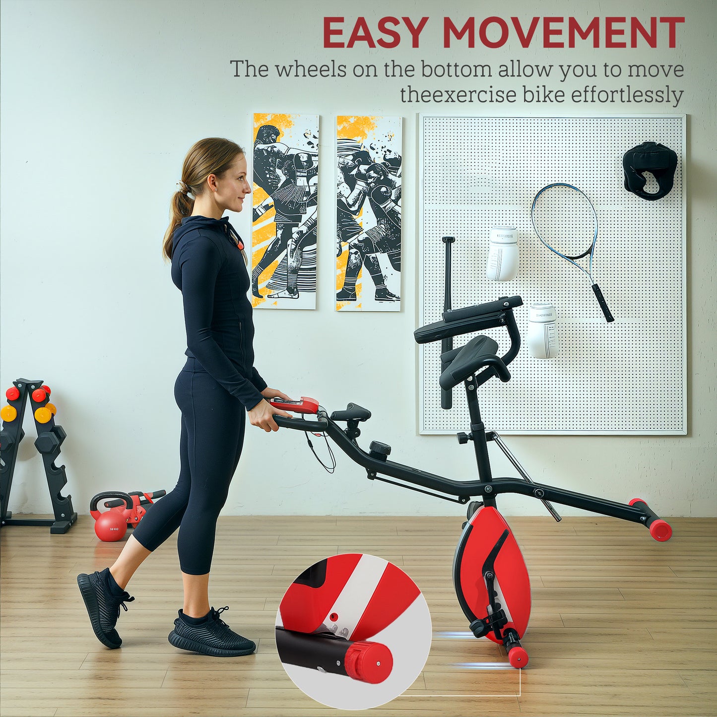 SPORTNOW 5-In-1 Folding Exercise Bike with Arm Workout Bands, Quiet 8-Level Magnetic Resistance Foldable Exercise Bike with LCD, Tablet Holder, Hand Pulse Sensor for Home Use Indoor Cycling