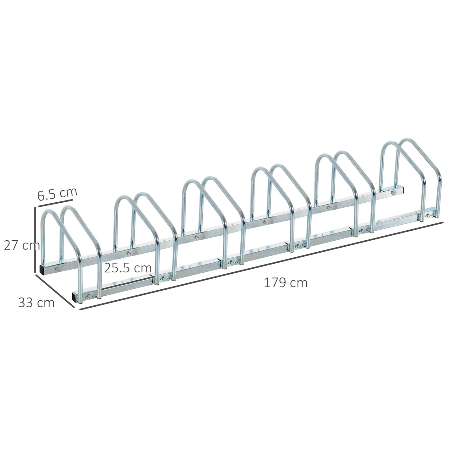 HOMCOM Bike Stand Parking Rack Floor or Wall Mount Bicycle Cycle Storage Locking Stand 179L x 33W x 27H (6 Racks)