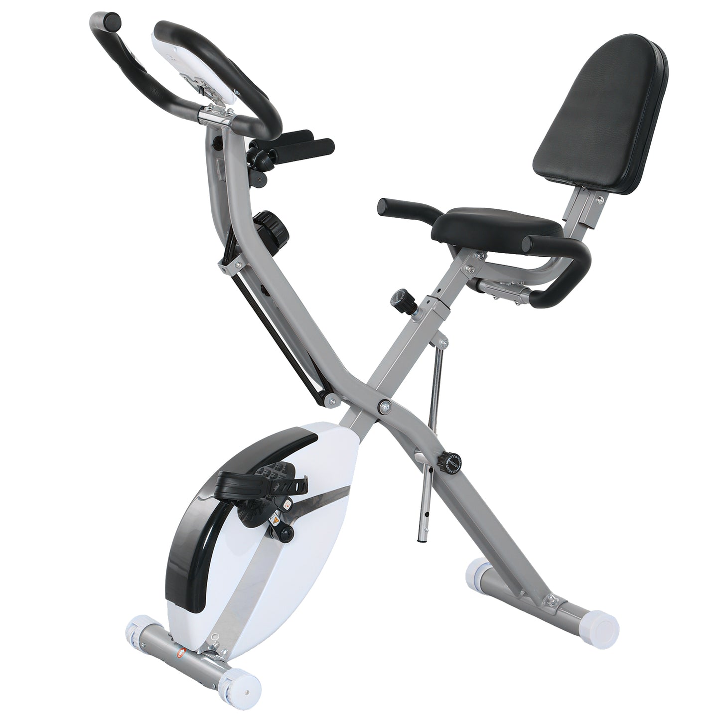 SPORTNOW 5-In-1 Folding Exercise Bike with Arm Workout Bands, Quiet 8-Level Magnetic Resistance Foldable Exercise Bike with LCD, Tablet Holder, Hand Pulse Sensor for Home Use Indoor Cycling