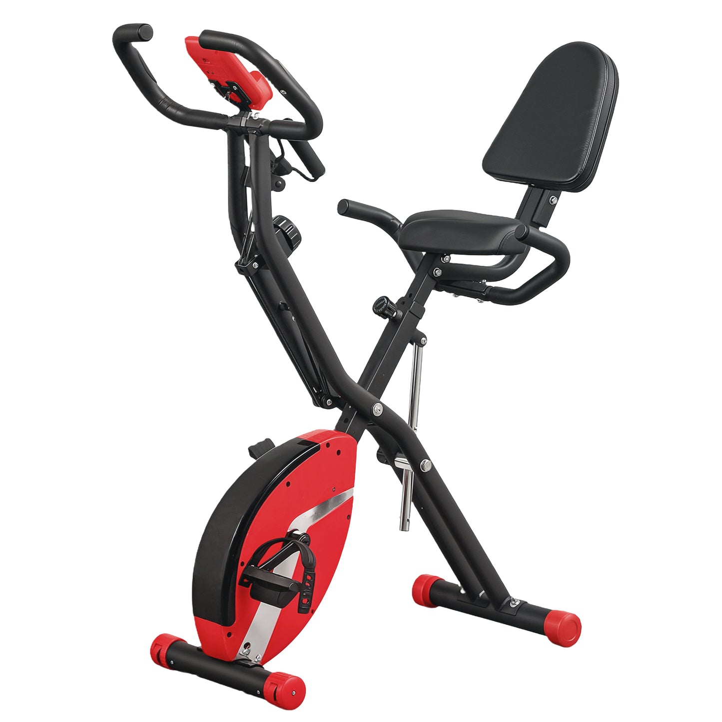 SPORTNOW 5-In-1 Folding Exercise Bike with Arm Workout Bands, Quiet 8-Level Magnetic Resistance Foldable Exercise Bike with LCD, Tablet Holder, Hand Pulse Sensor for Home Use Indoor Cycling