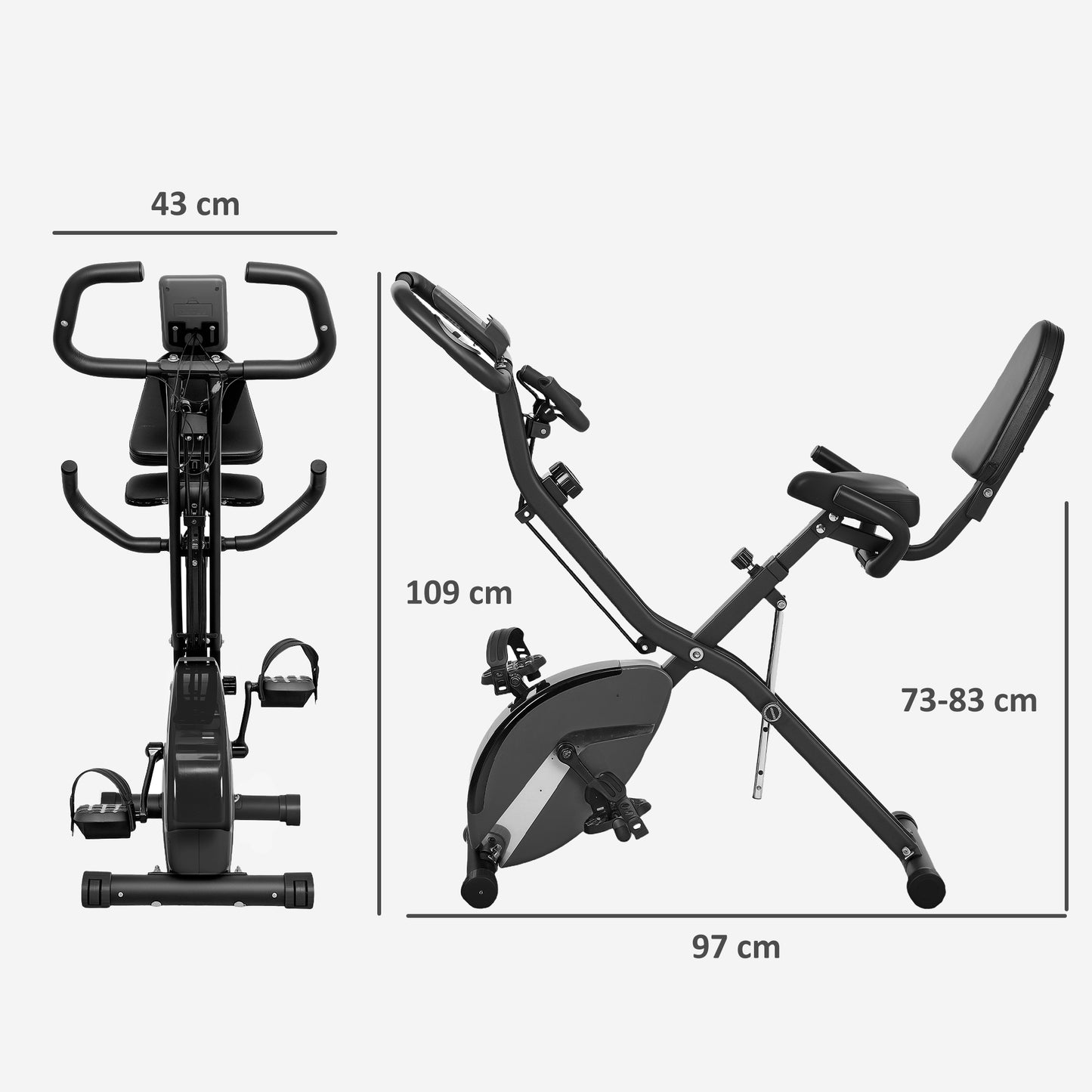 SPORTNOW 5-In-1 Folding Exercise Bike with Arm Workout Bands, Quiet 8-Level Magnetic Resistance Foldable Exercise Bike with LCD, Tablet Holder, Hand Pulse Sensor for Home Use Indoor Cycling
