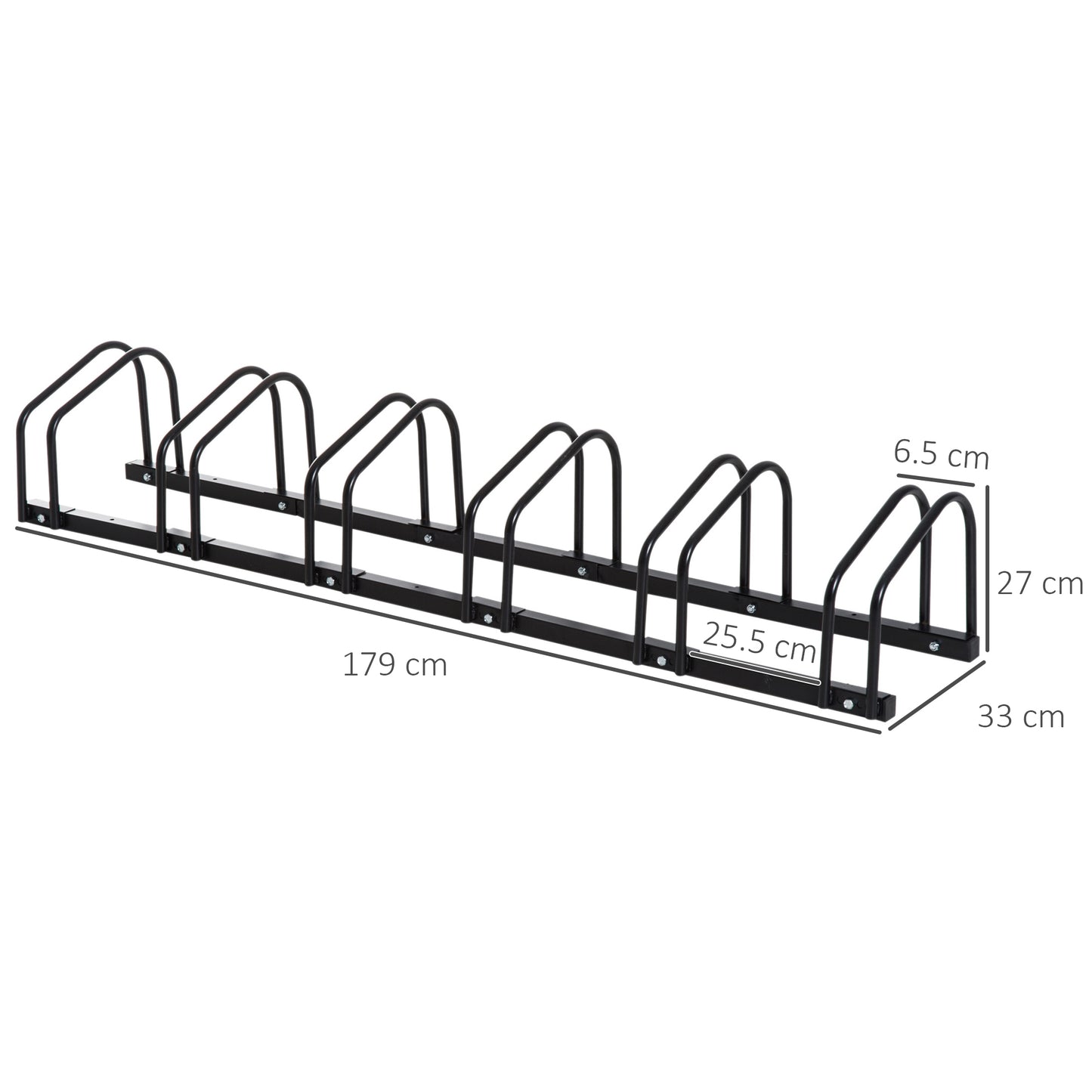 HOMCOM Bike Stand Parking Rack Floor or Wall Mount Bicycle Cycle Storage Locking Stand 179L x 33W x 27H (6 Racks)