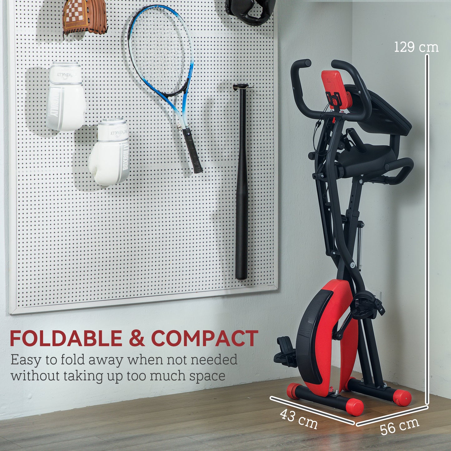 SPORTNOW 5-In-1 Folding Exercise Bike with Arm Workout Bands, Quiet 8-Level Magnetic Resistance Foldable Exercise Bike with LCD, Tablet Holder, Hand Pulse Sensor for Home Use Indoor Cycling