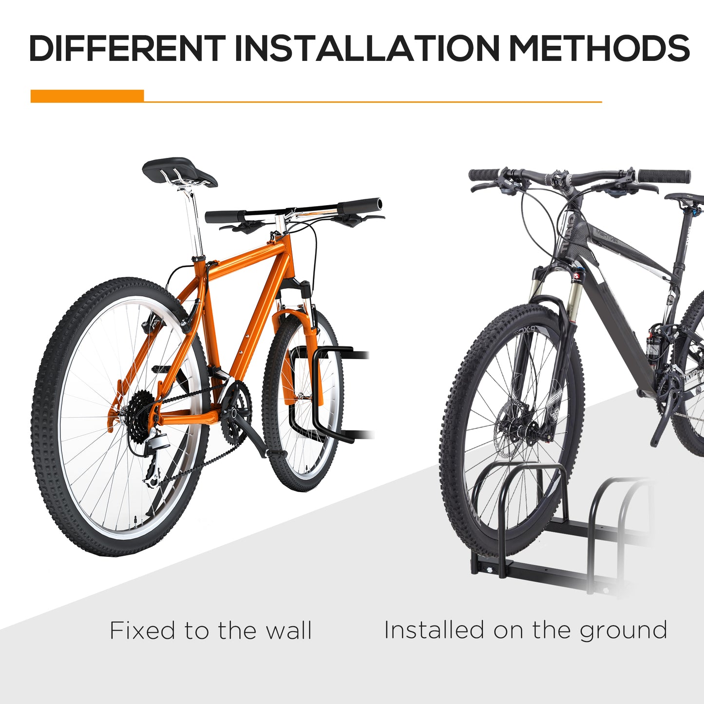 HOMCOM Bike Stand Parking Rack Floor or Wall Mount Bicycle Cycle Storage Locking Stand (3 Racks)