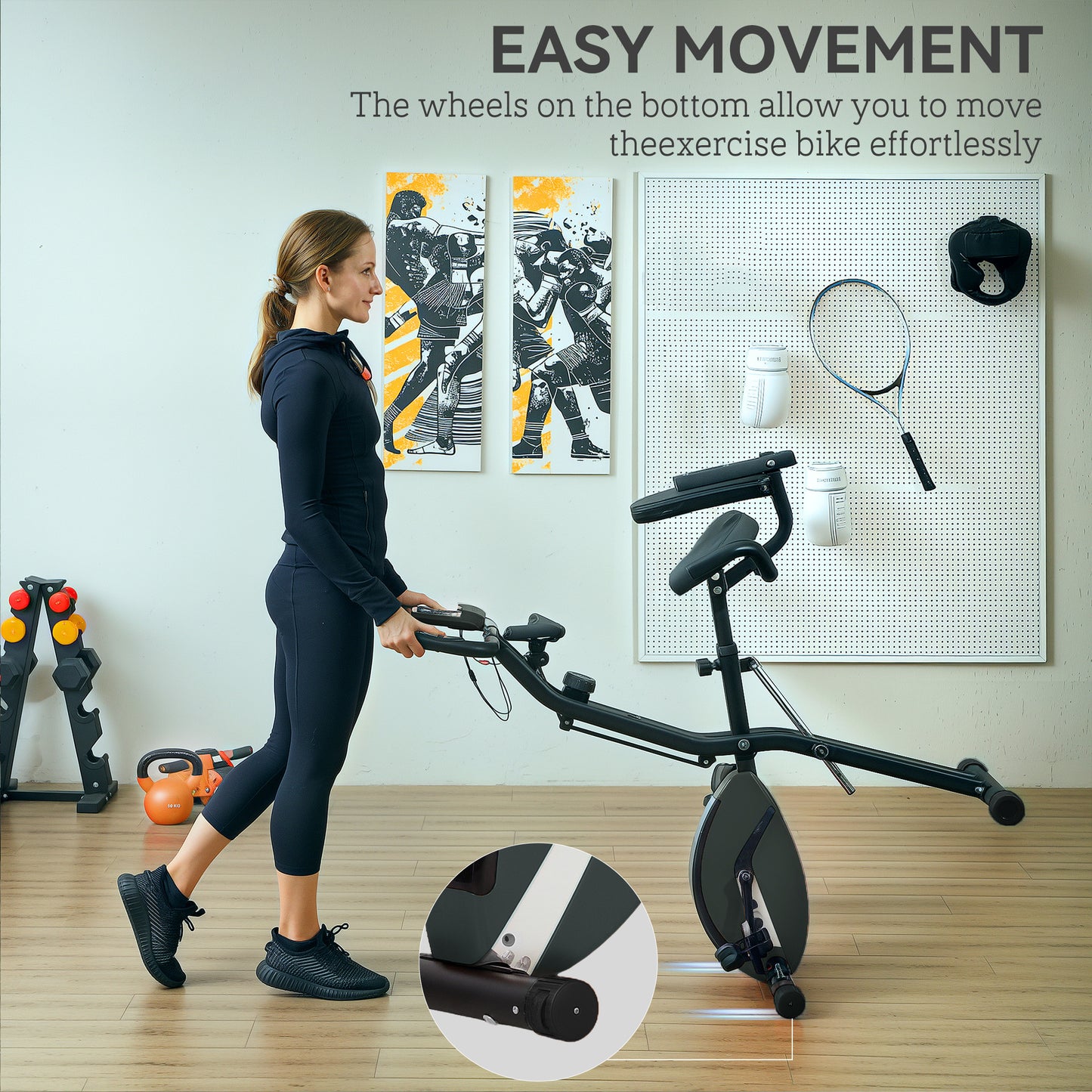 SPORTNOW 5-In-1 Folding Exercise Bike with Arm Workout Bands, Quiet 8-Level Magnetic Resistance Foldable Exercise Bike with LCD, Tablet Holder, Hand Pulse Sensor for Home Use Indoor Cycling
