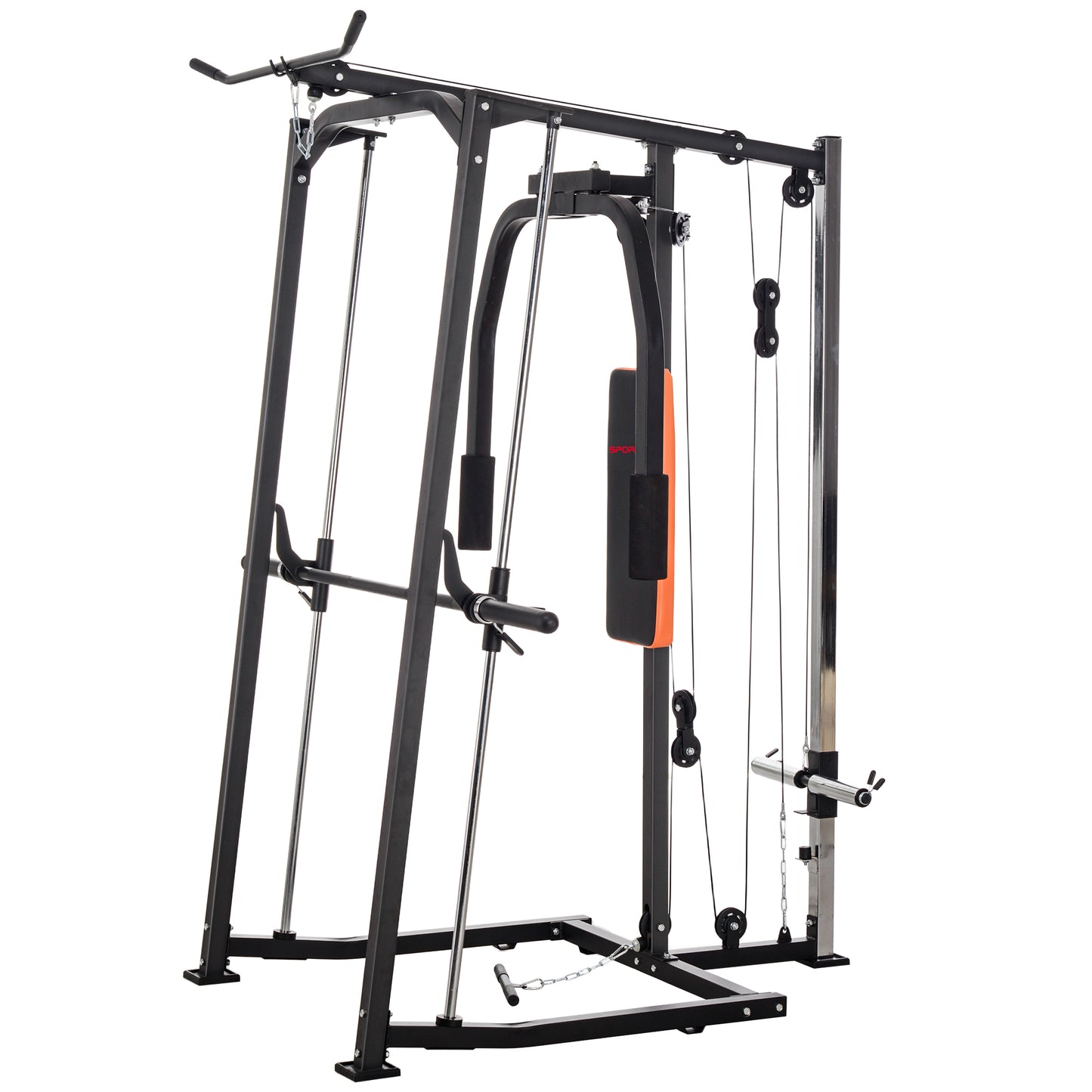 SPORTNOW 3 In 1 Smith Machine with Dual Cable Pulley System, Chest Press Station, 17-Level Squat Rack and Barbell Bar