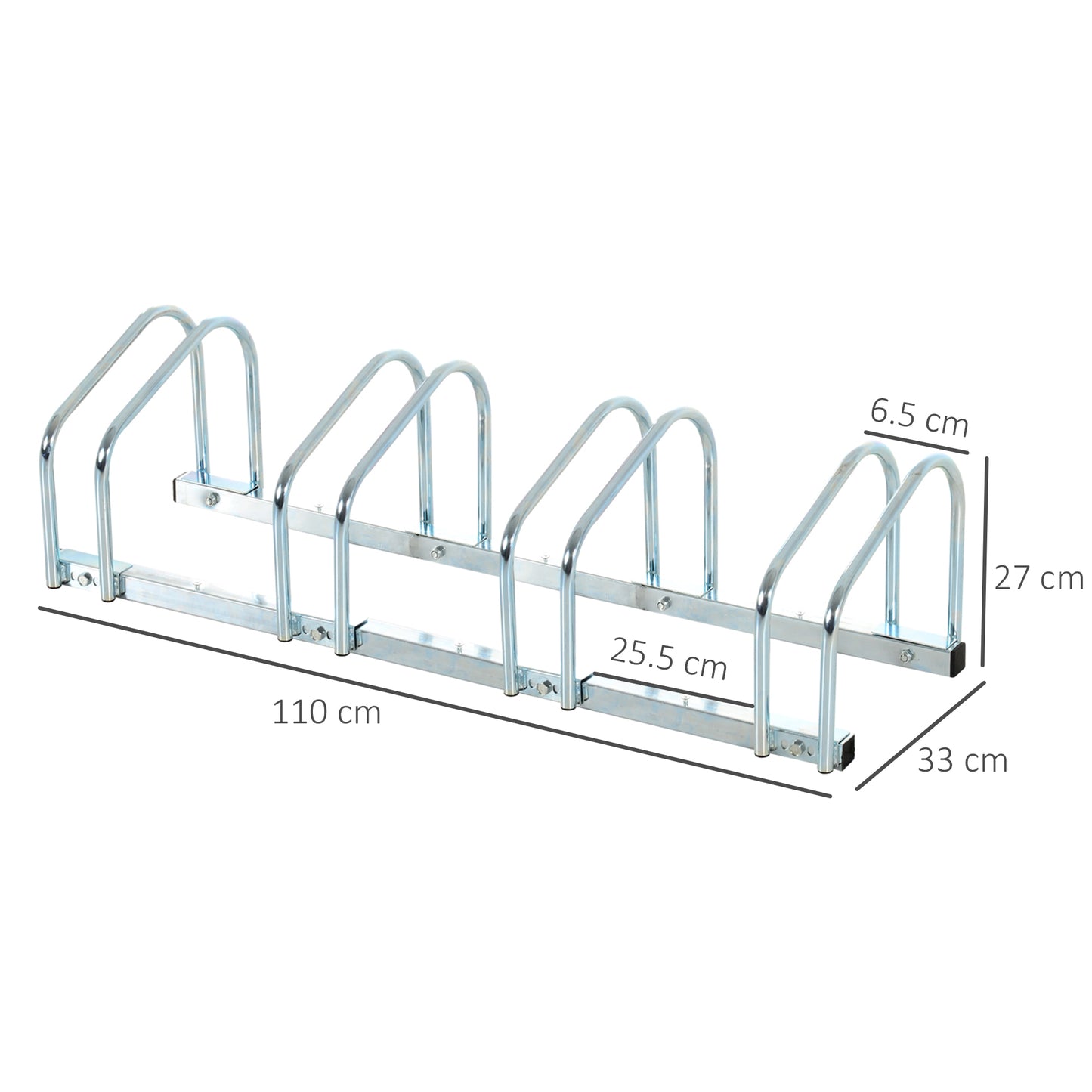 HOMCOM Bike Stand Parking Rack Floor or Wall Mount Bicycle Cycle Storage Locking Stand (4 Racks)