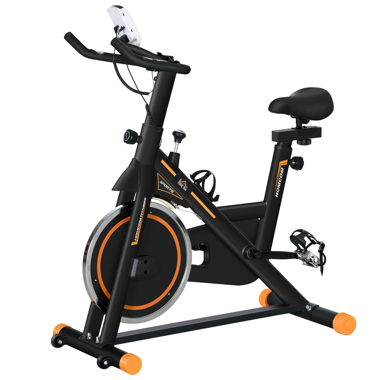 HOMCOM Exercise Bike, Indoor Cycling, with LCD Display, Heart Rate, Sensor