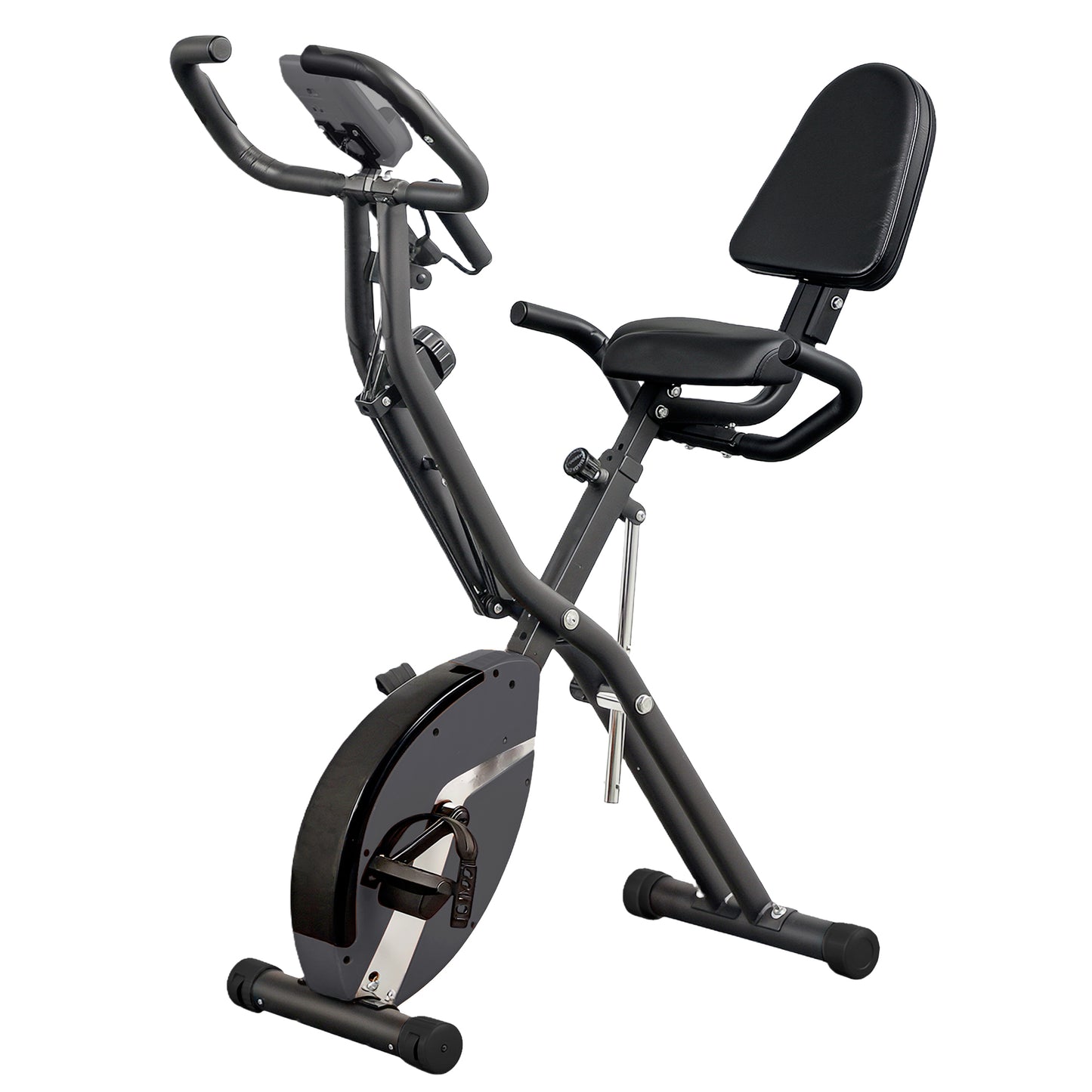 SPORTNOW 5-In-1 Folding Exercise Bike with Arm Workout Bands, Quiet 8-Level Magnetic Resistance Foldable Exercise Bike with LCD, Tablet Holder, Hand Pulse Sensor for Home Use Indoor Cycling