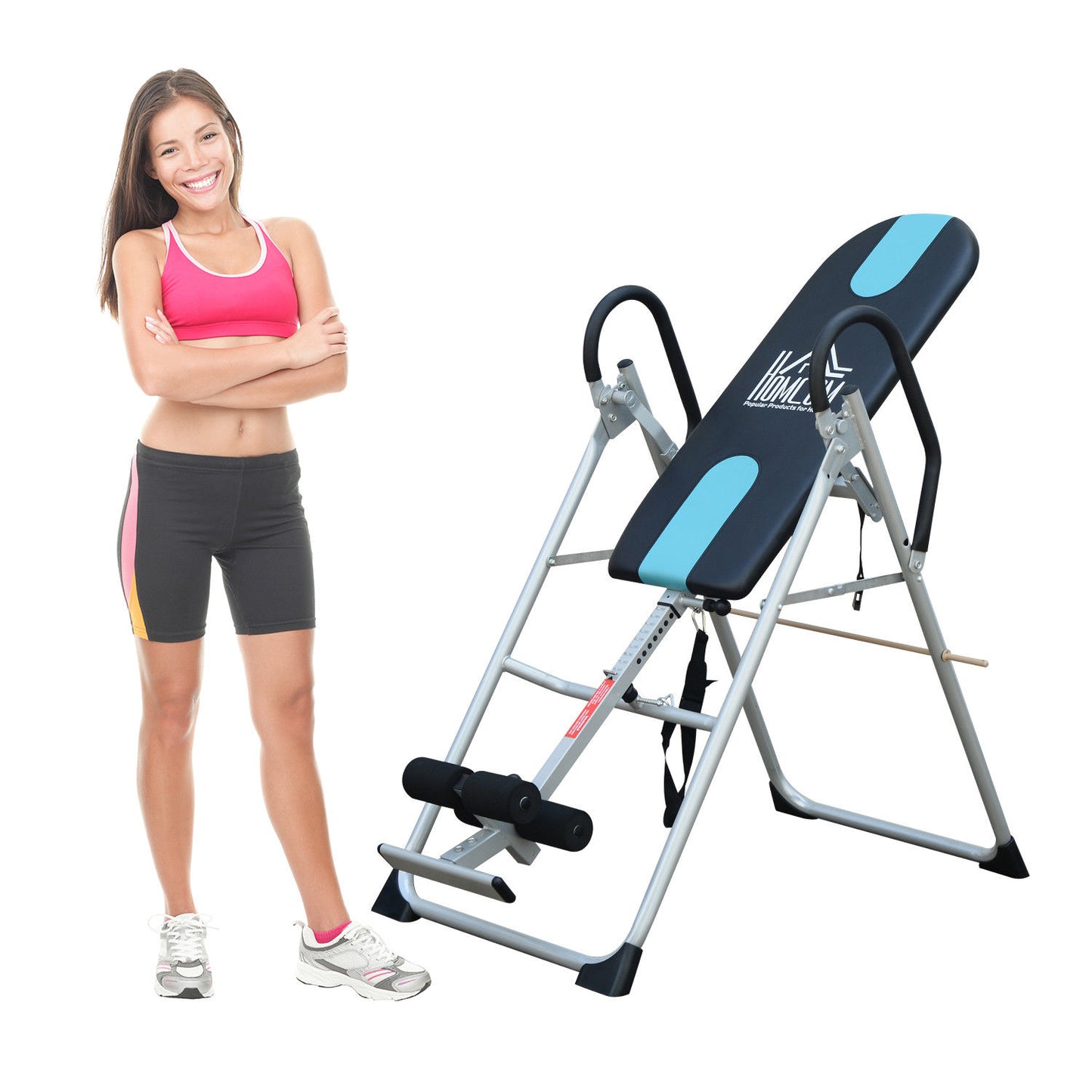 HOMCOM Foldable Gravity Inversion Table Back Therapy Home Fitness Bench Black