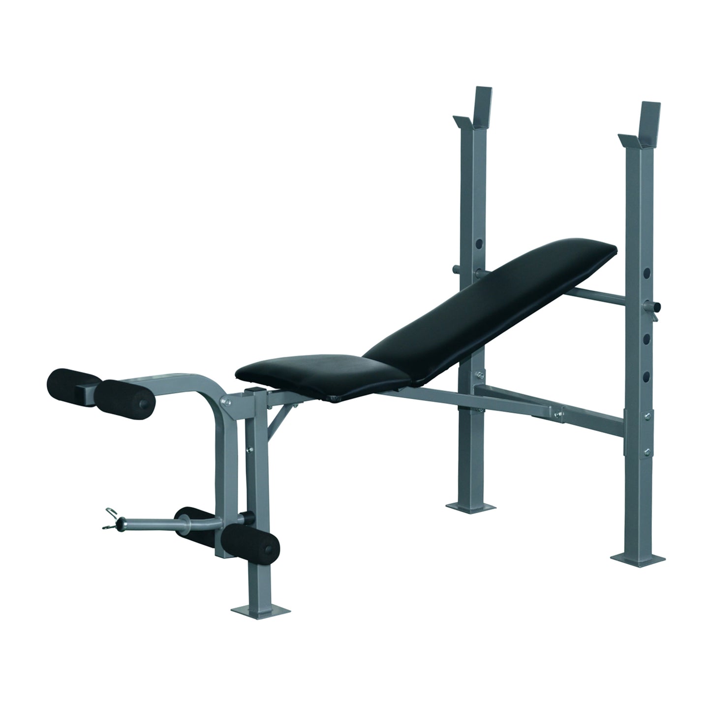 HOMCOM 4-Levels Adjustable Weight Bench Fitness Equipment with Barbell Rack-Black