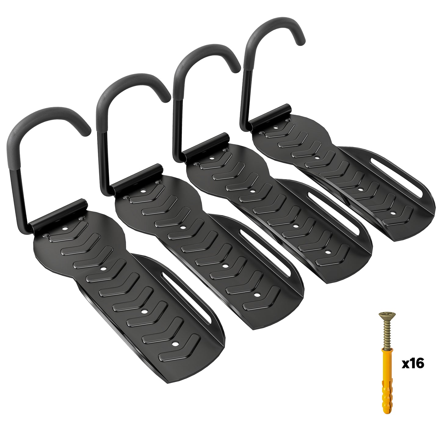 SPORTNOW 4 Pack Bike Rack, Wall Mounted Bicycle Hanger Hook, Foldable Garage Bike Wall Rack, Bicycle Storage Holder for Indoor Outdoor Use