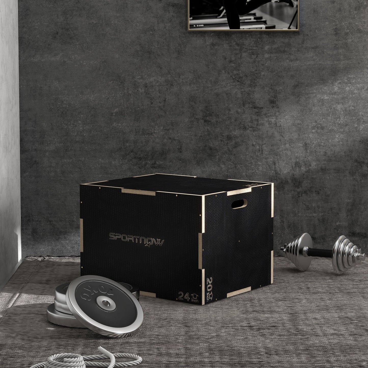 SPORTNOW Multi-Faceted Jump Box, Wooden Step Up Box, for Home, Gym, Exercise, 51/61/76cm- Black