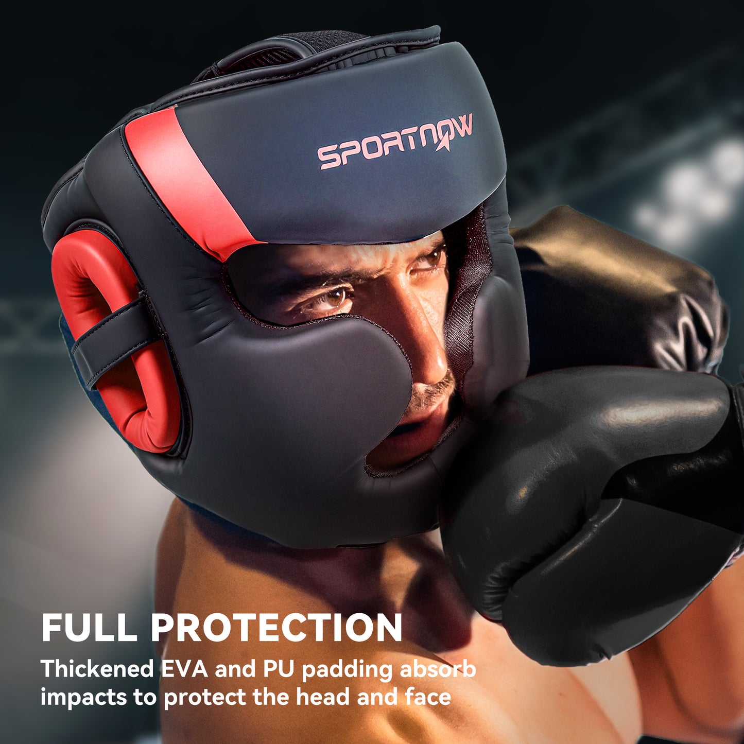 SPORTNOW Boxing Headguard, Boxing Headgear Helmet with Adjustable Strap for Full Face Protection for Kickboxing Sparring Martial Arts Karate Taekwondo