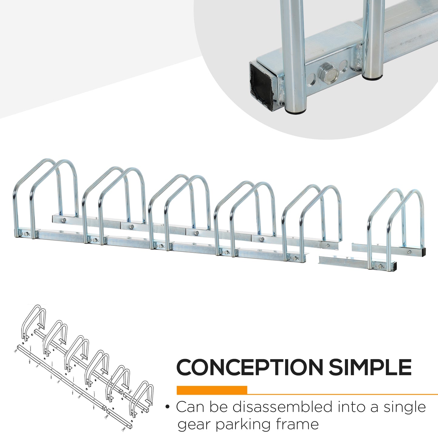 HOMCOM Bike Stand Parking Rack Floor or Wall Mount Bicycle Cycle Storage Locking Stand 179L x 33W x 27H (6 Racks)