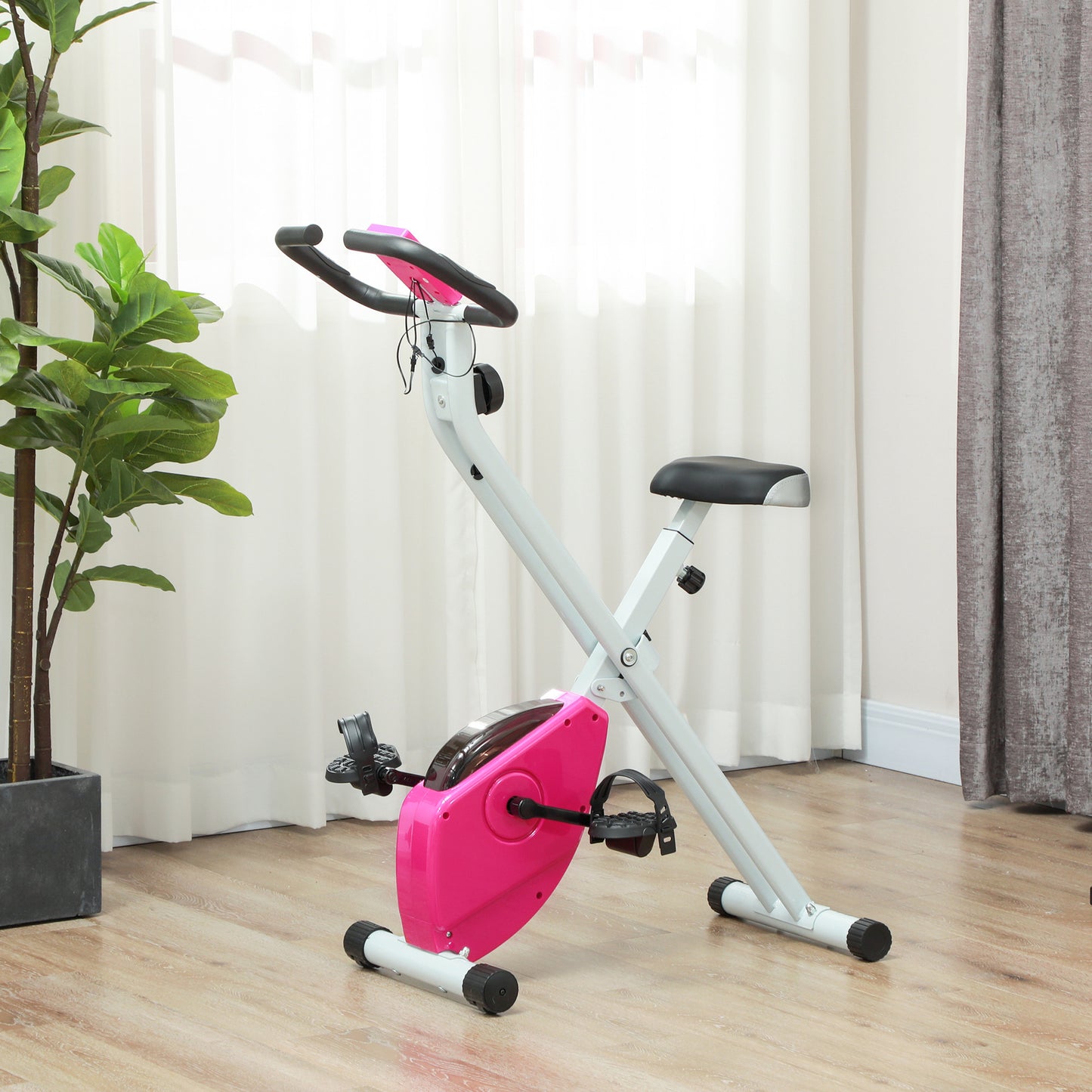 SPORTNOW Folding and Quiet Exercise Bike with 8-Level Magnetic Resistance and Heart Rate Sensor, for Home Gym