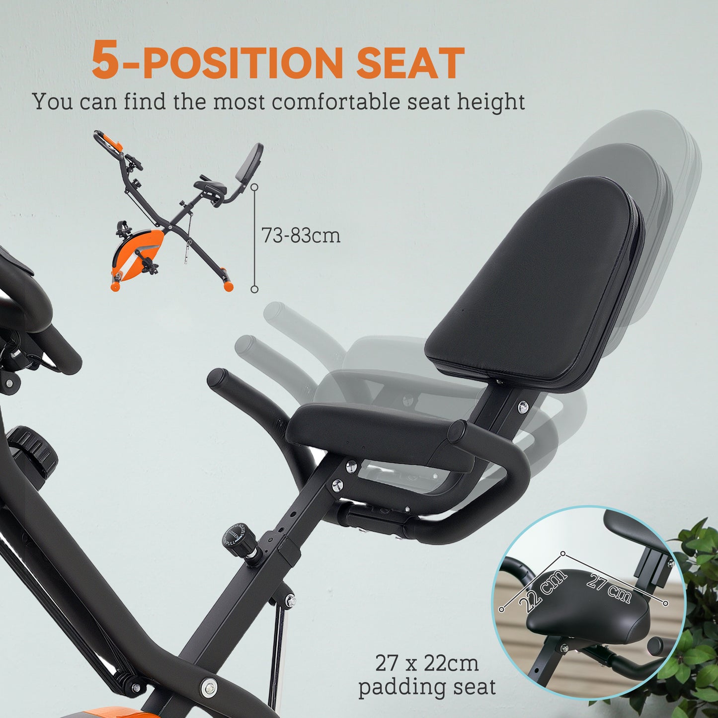 SPORTNOW 5-In-1 Folding Exercise Bike with Arm Workout Bands, Quiet 8-Level Magnetic Resistance Foldable Exercise Bike with LCD, Tablet Holder, Hand Pulse Sensor for Home Use Indoor Cycling