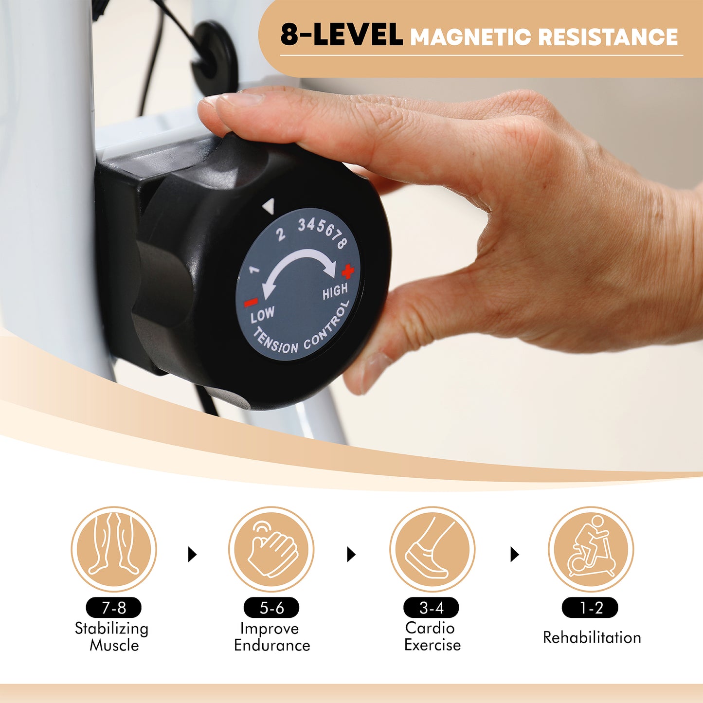 SPORTNOW Folding and Quiet Exercise Bike with 8-Level Magnetic Resistance and Heart Rate Sensor, for Home Gym