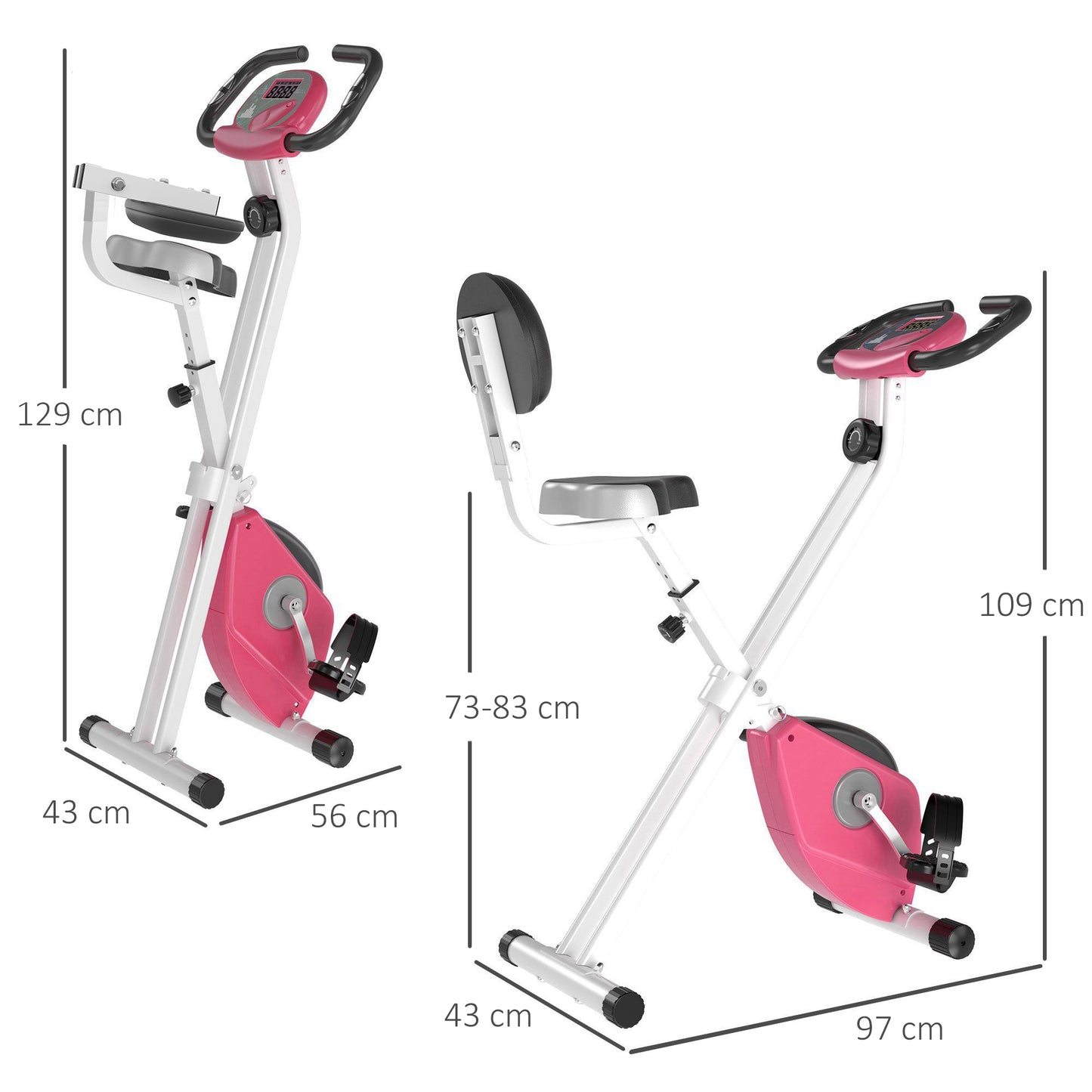 HOMCOM Folding Exercise Bike, Fitness Bicycle Indoor Trainer, 8-Level Magnetic Resistance Adjustable, with LCD Monitor, Pulse Sensor