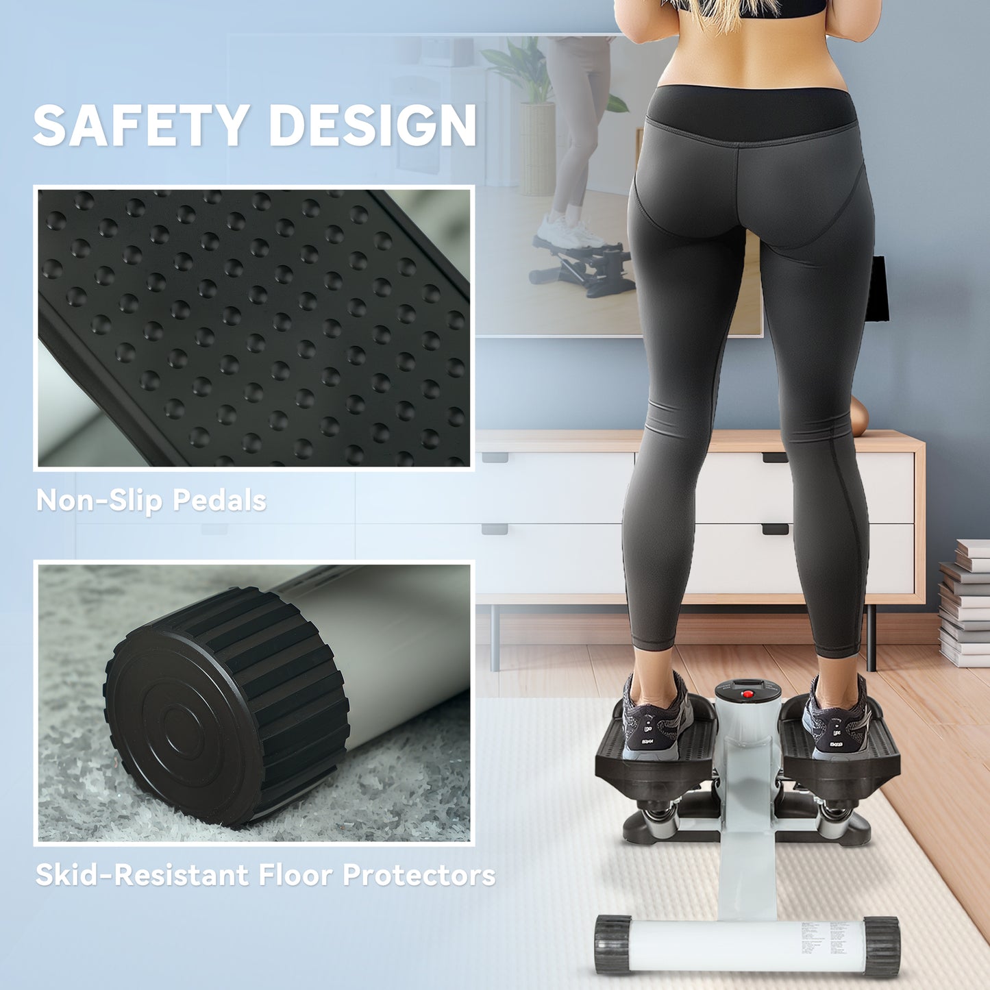 SPORTNOW Mini Stepper, Compact Step Machine Exerciser for Home Workout with LCD Monitor and Non-Slip Pedals