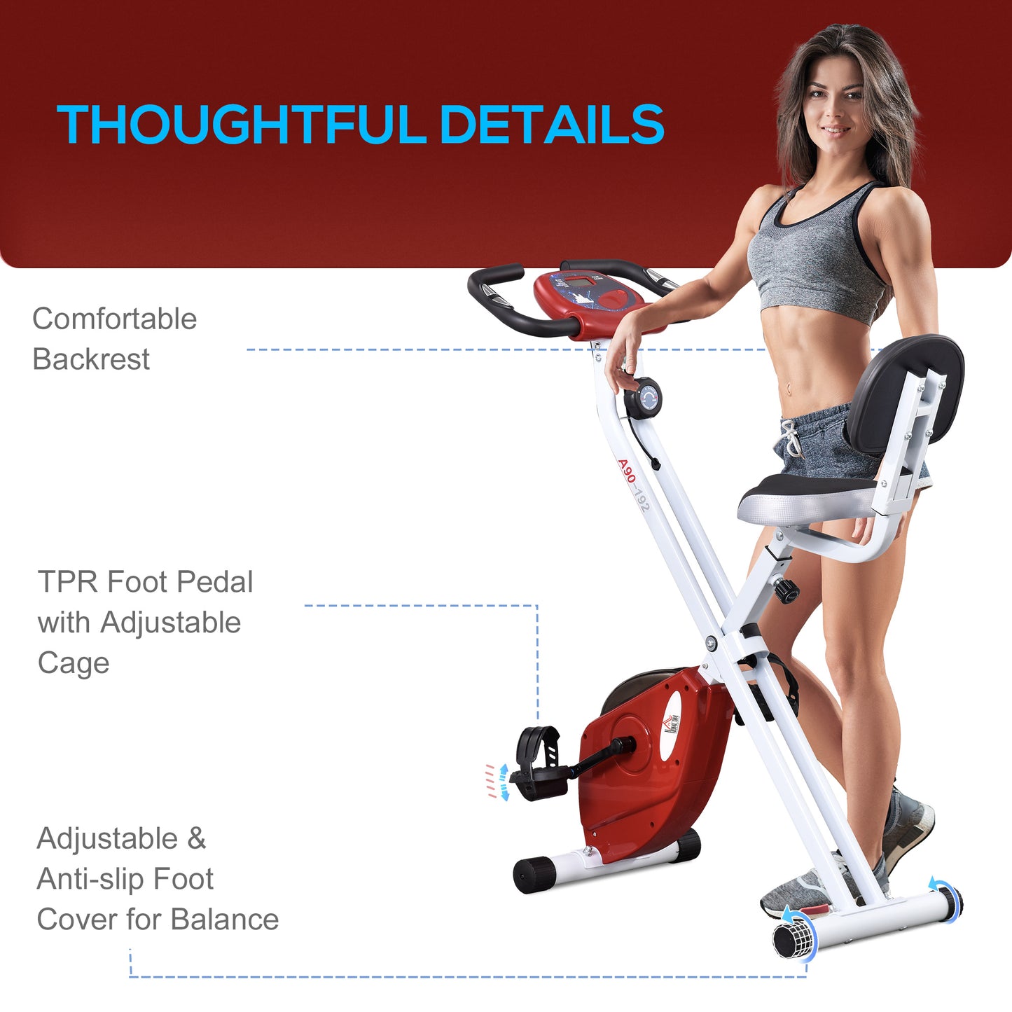 HOMCOM Folding Exercise Bike, Fitness Bicycle Indoor Trainer, 8-Level Magnetic Resistance Adjustable, with LCD Monitor, Pulse Sensor