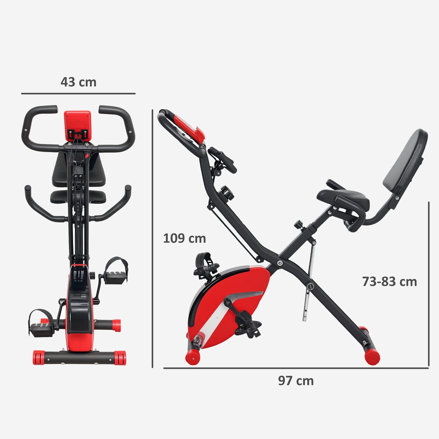 SPORTNOW 5-In-1 Folding Exercise Bike with Arm Workout Bands, Quiet 8-Level Magnetic Resistance Foldable Exercise Bike with LCD, Tablet Holder, Hand Pulse Sensor for Home Use Indoor Cycling