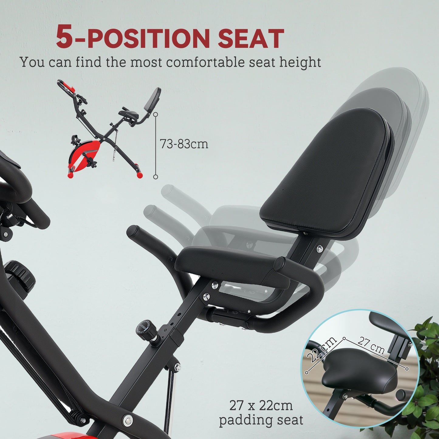 SPORTNOW 5-In-1 Folding Exercise Bike with Arm Workout Bands, Quiet 8-Level Magnetic Resistance Foldable Exercise Bike with LCD, Tablet Holder, Hand Pulse Sensor for Home Use Indoor Cycling