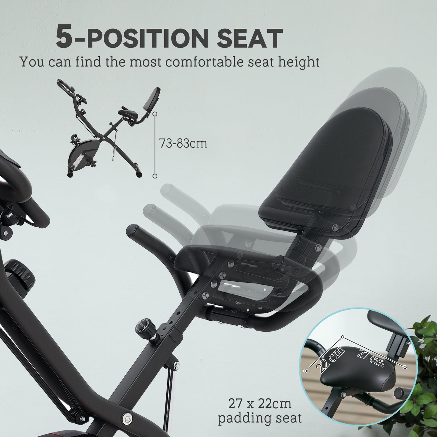 SPORTNOW 5-In-1 Folding Exercise Bike with Arm Workout Bands, Quiet 8-Level Magnetic Resistance Foldable Exercise Bike with LCD, Tablet Holder, Hand Pulse Sensor for Home Use Indoor Cycling