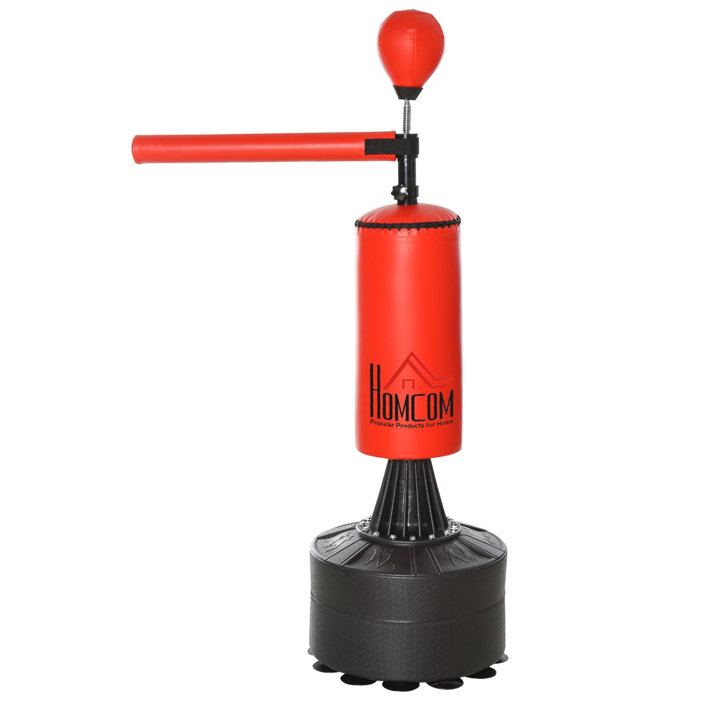 HOMCOM 155-205cm 3-IN-1 Freestanding Boxing Punching Bag Stand, Boxing Speed Trainer with Rotating Flexible Arm, Speed Ball, Fillable Base