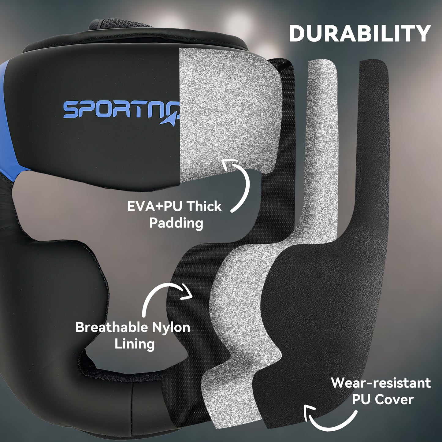 SPORTNOW Boxing Headguard, Boxing Headgear Helmet with Adjustable Strap for Full Face Protection for Kickboxing Sparring Martial Arts Karate Taekwondo