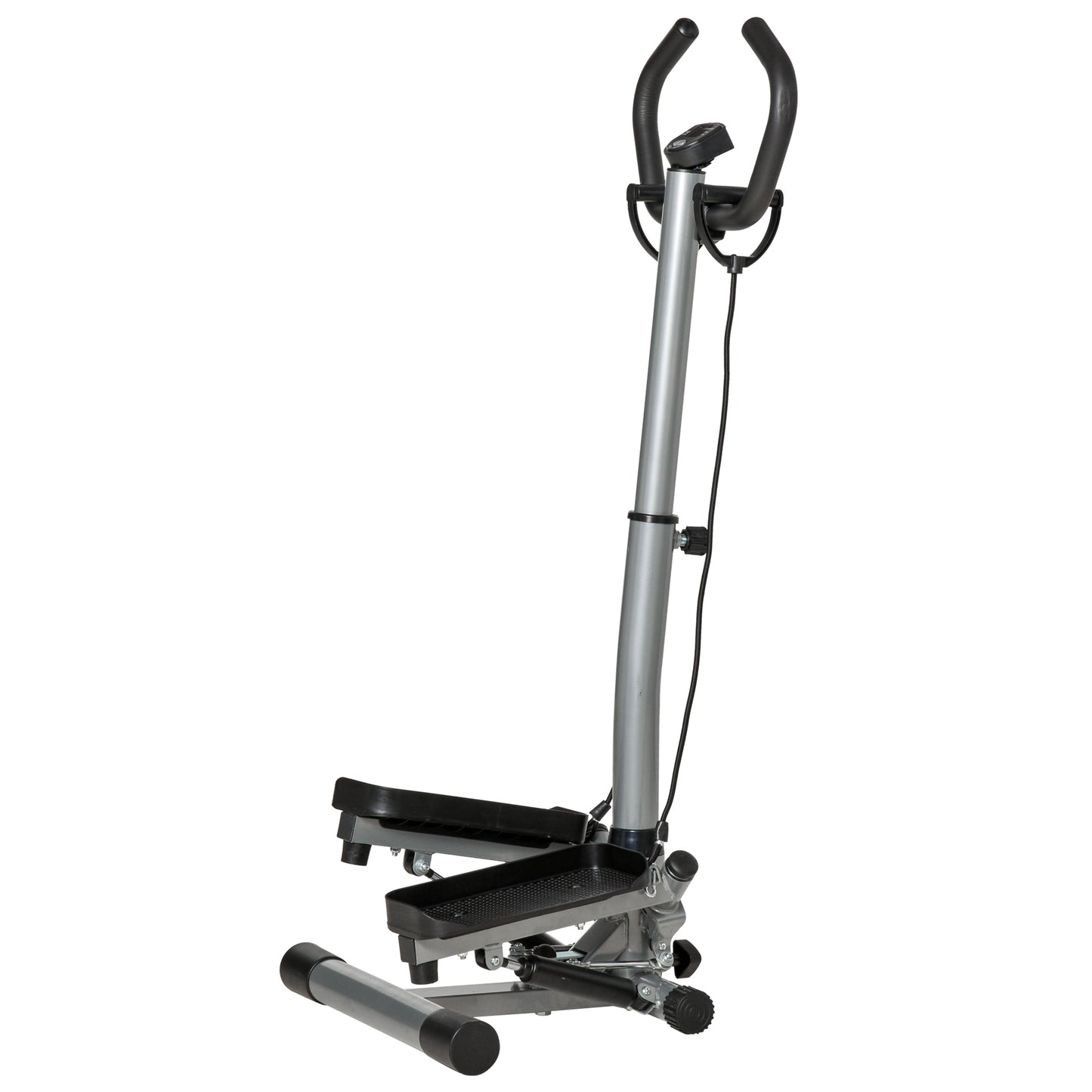 HOMCOM Adjustable Twist Stepper Fitness Step Machine, LCD Screen, Height-Adjust Handlebars, Home Gym