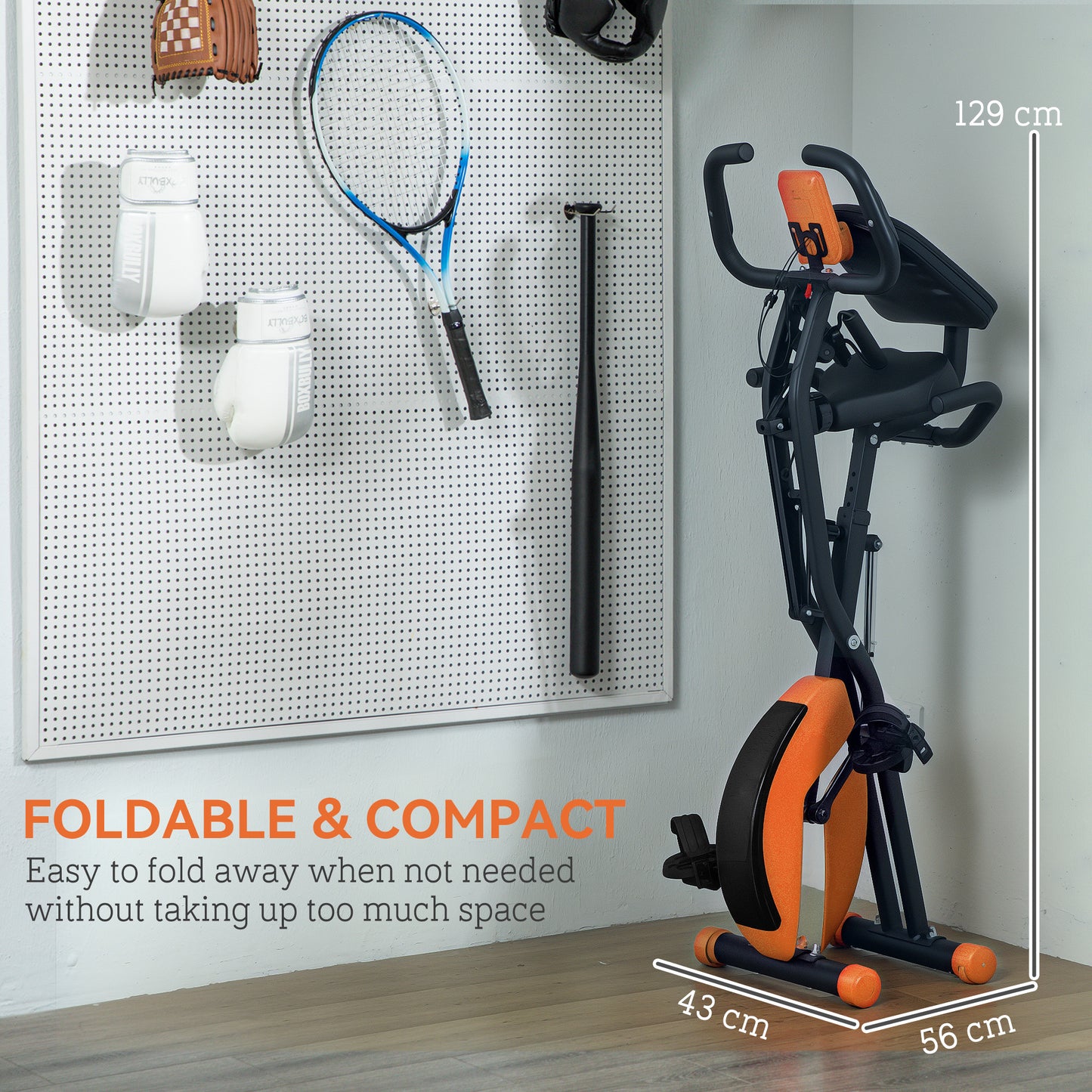 SPORTNOW 5-In-1 Folding Exercise Bike with Arm Workout Bands, Quiet 8-Level Magnetic Resistance Foldable Exercise Bike with LCD, Tablet Holder, Hand Pulse Sensor for Home Use Indoor Cycling