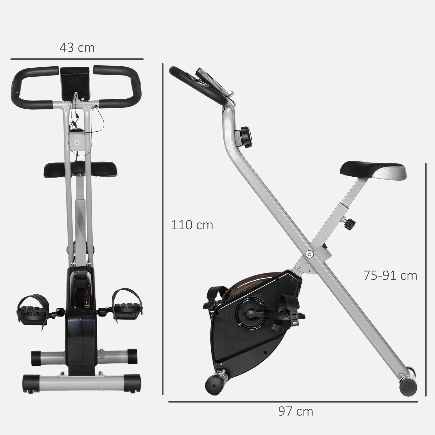SPORTNOW Folding and Quiet Exercise Bike with 8-Level Magnetic Resistance and Heart Rate Sensor, for Home Gym